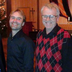 Svein Erik Sagbråten Nils Fystro, Harlad Grønvold og Eivind Dølerud. Valdresstrykerne Røyst Øystre Slidre sanglag klassisk julekonsert foto roy myrland