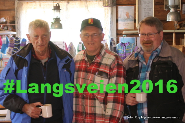 Vegstein handelssenter: Fra venstre: Johan Nikolaisen, Kjell Grimsø og Knut Olsen. #Langsveien2016 foto roy myrland