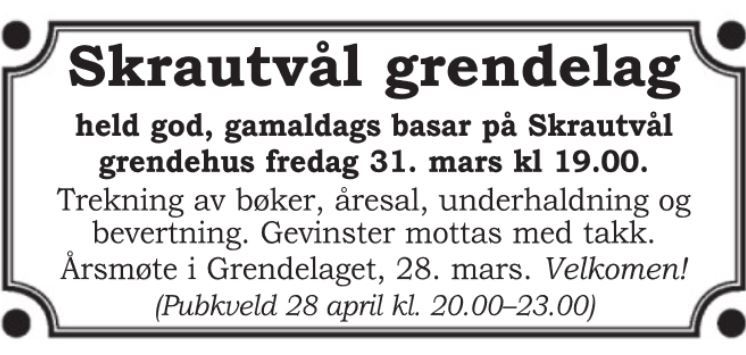 Skrautvål grendelag basar