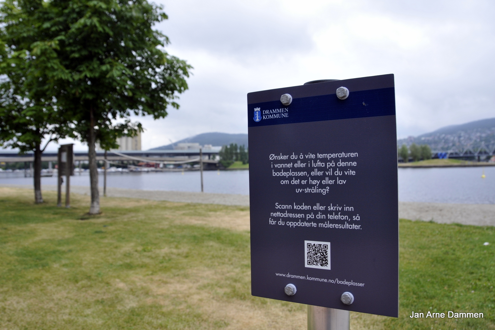 Smarte badeplasser i Drammen - sjekk badetemperaturen hjemmefra eller på badeplassen. Foto Jan Arne Dammen