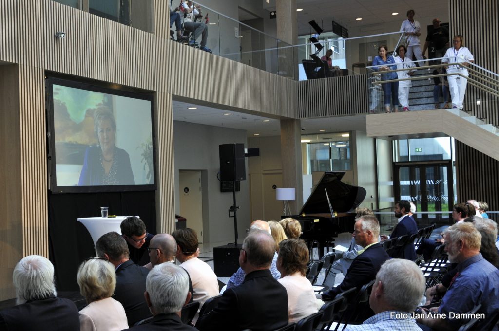 Videohilsen fra statsminister Erna Solberg til LHL sykehuset Gardermoen. Foto Jan Arne Dammen