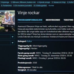 "Vinje rockar". -Hele NRK programmet som ble sendt 25.12.18