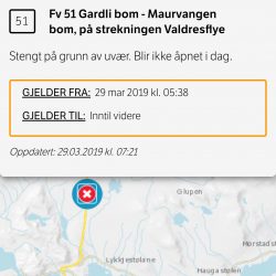 Fv. 51 over Valdresflye åpner ikke i dag.
