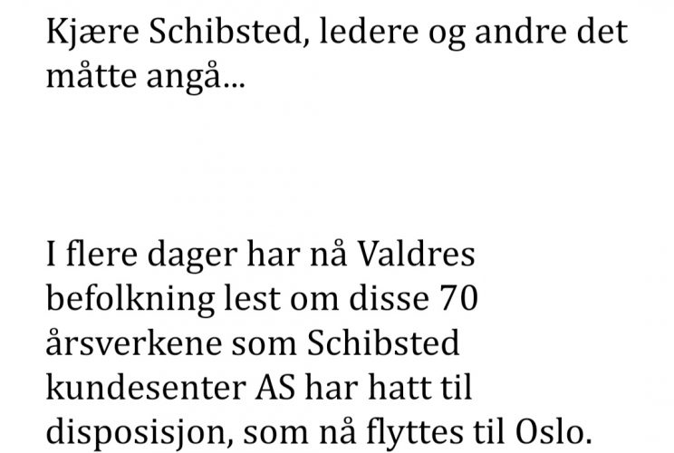 Schibsted fjerner 120 arbeidsplasser i Valdres nå!