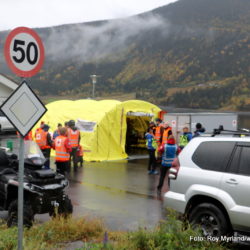 Redningsøvelse i snø, regn og sludd.