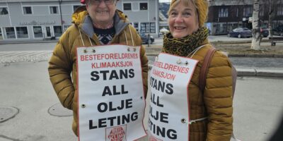 Bodvar Sonstad og Tove Skjelstad i Besteforeldrenes Klimaaksjon på Fagernes i Valdres